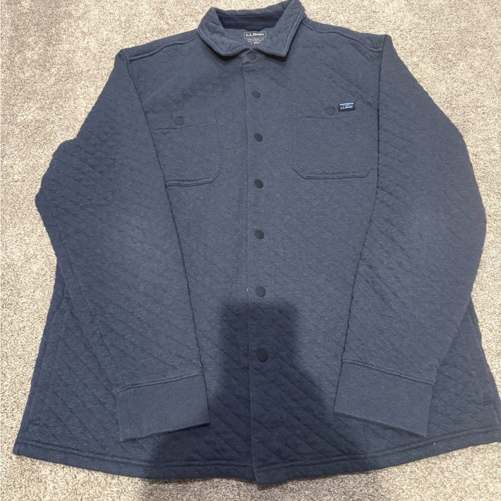 EUC - L.L. Bean Men's Large Quilted Shirt Jacket - Heather Indigo